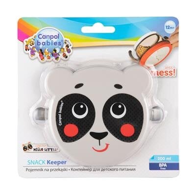 Užkandžių dėžutė Canpol Babies Hello Little Panda 200 ml, 51/008, pilka kaina ir informacija | Maisto saugojimo  indai | pigu.lt