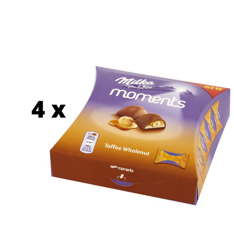 Saldainių dėžutė Milka Moments Toffee Whole Nut, 97g x 4 vnt. kaina ir informacija | Saldumynai | pigu.lt