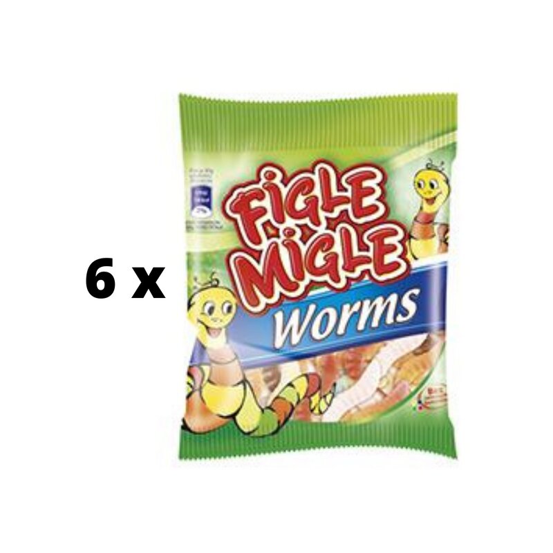 Guminukai Figle Migle Worms, 80 g x 6 vnt. цена и информация | Saldumynai | pigu.lt