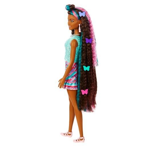 Lėlė Barbie Totaly Hair juodais plaukais kaina ir informacija | Žaislai mergaitėms | pigu.lt