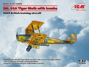 Klijuojamas Modelis ICM 32038 WWII British training aircraft DH. 82A Tiger Moth with bombs 1/32 цена и информация | Склеиваемые модели | pigu.lt