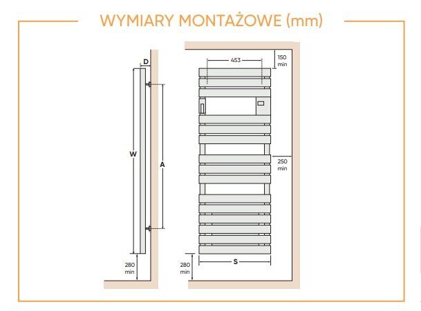 Elektrinis šildomas rankšluosčių džiovintuvas ATLANTIC, 500W ADELIS цена и информация | Gyvatukai, vonios radiatoriai | pigu.lt