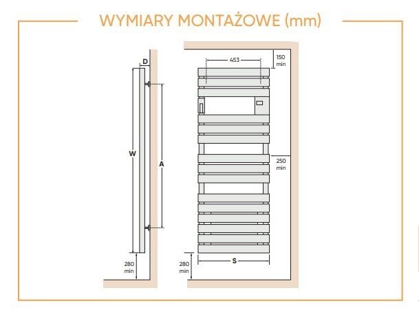 Elektrinis šildomas rankšluosčių džiovintuvas ATLANTIC, 500W ADELIS kaina ir informacija | Gyvatukai, vonios radiatoriai | pigu.lt