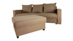 Komplektas Tiron - ruda sofa-lova ir didelis pufas