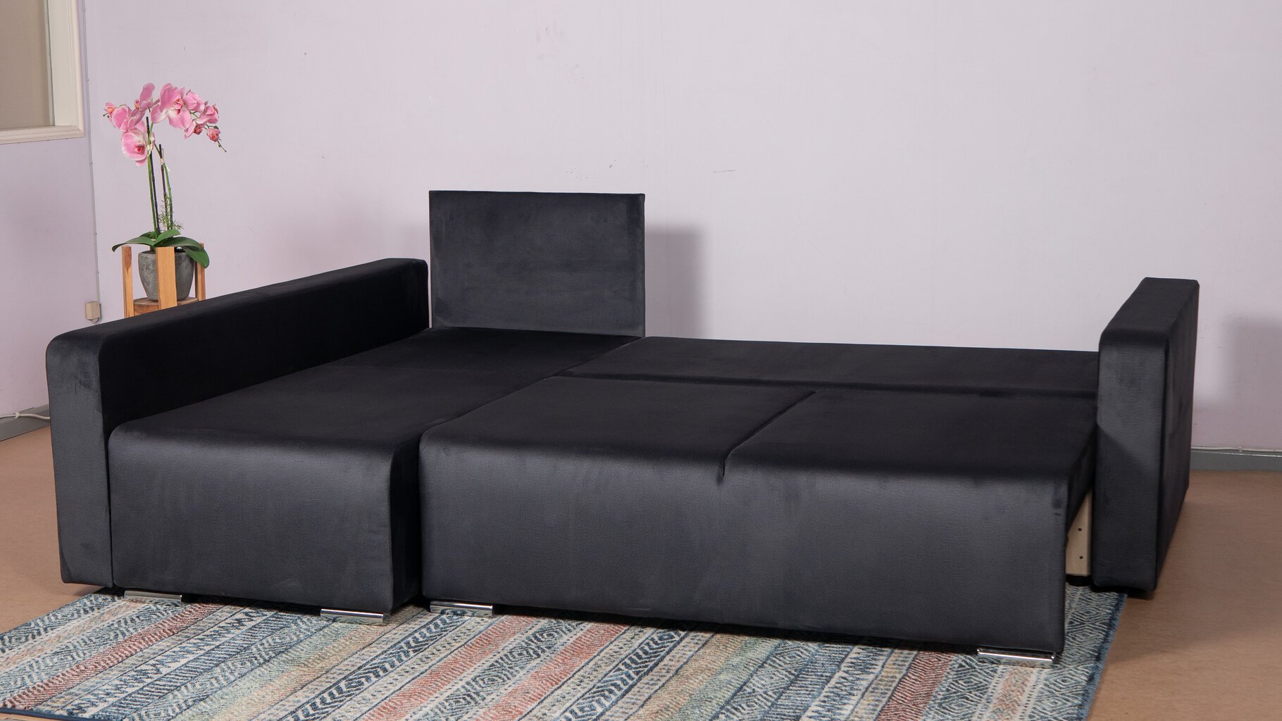 Kampinė sofa - lova Megan, tamsiai pilkos spalvos kaina ir informacija | Minkšti kampai | pigu.lt