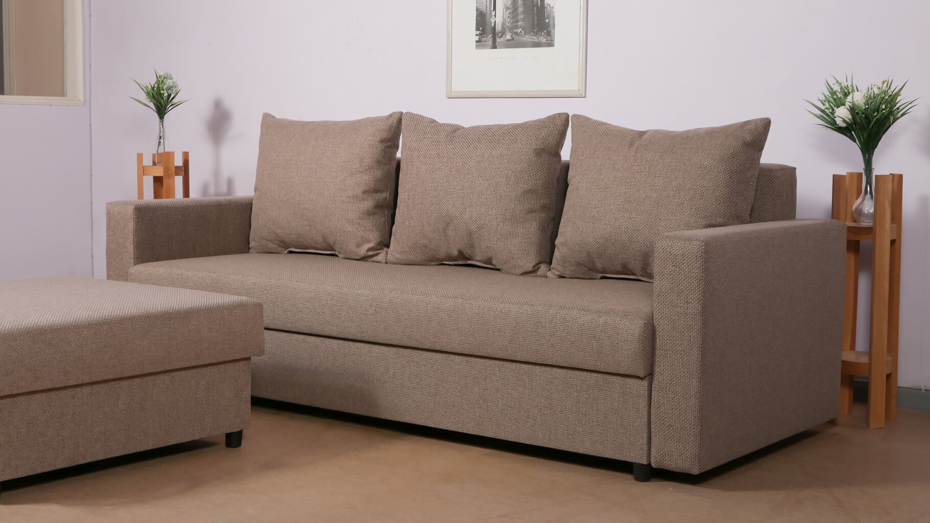 Sofa-lova Vuran, smėlio spalvos kaina ir informacija | Sofos | pigu.lt