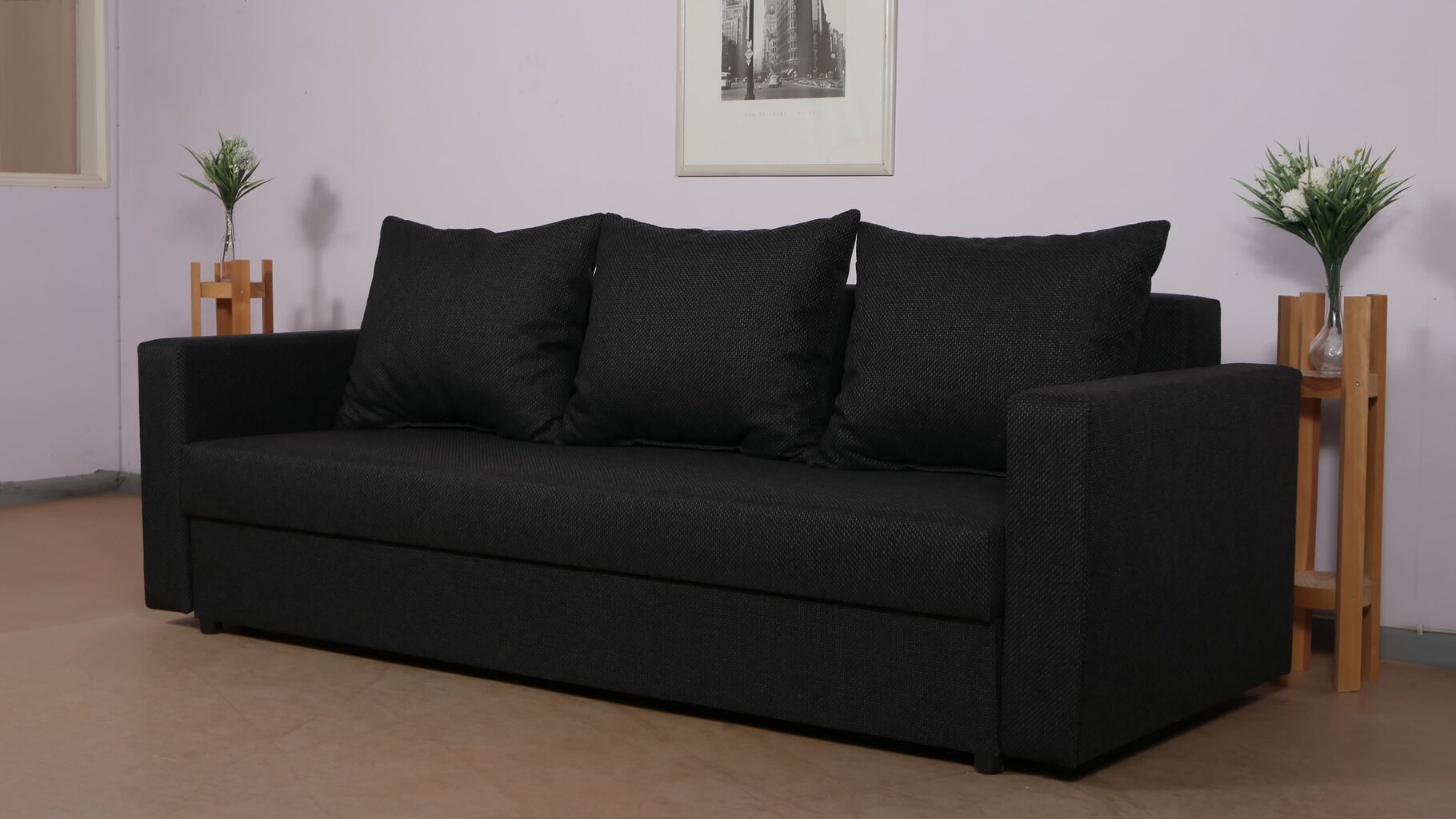 Sofa-lova Vuran, juoda kaina ir informacija | Sofos | pigu.lt