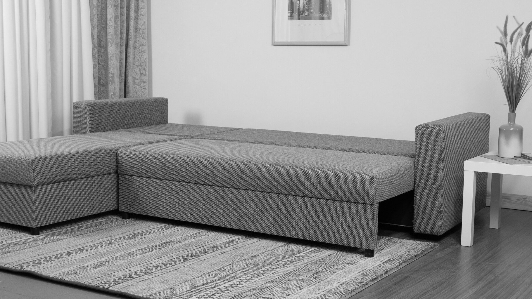 Kampinė sofa-lova Lugan Plus, kombinuotos šviesiai pilkos spalvos цена и информация | Minkšti kampai | pigu.lt