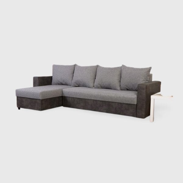 Kampinė sofa-lova Lugan Plus, kombinuotos šviesiai pilkos spalvos kaina |  pigu.lt