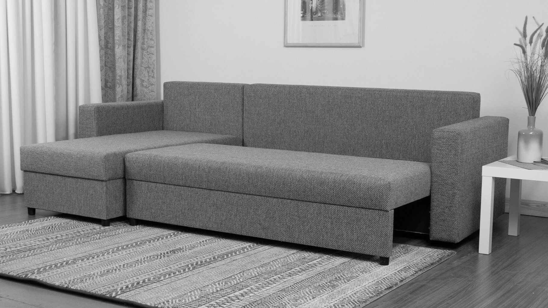 Kampinė sofa-lova Lugan Plus, kombinuotos šviesiai pilkos spalvos цена и информация | Minkšti kampai | pigu.lt