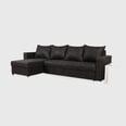 Kampinė sofa-lova Lugan, juodos spalvos