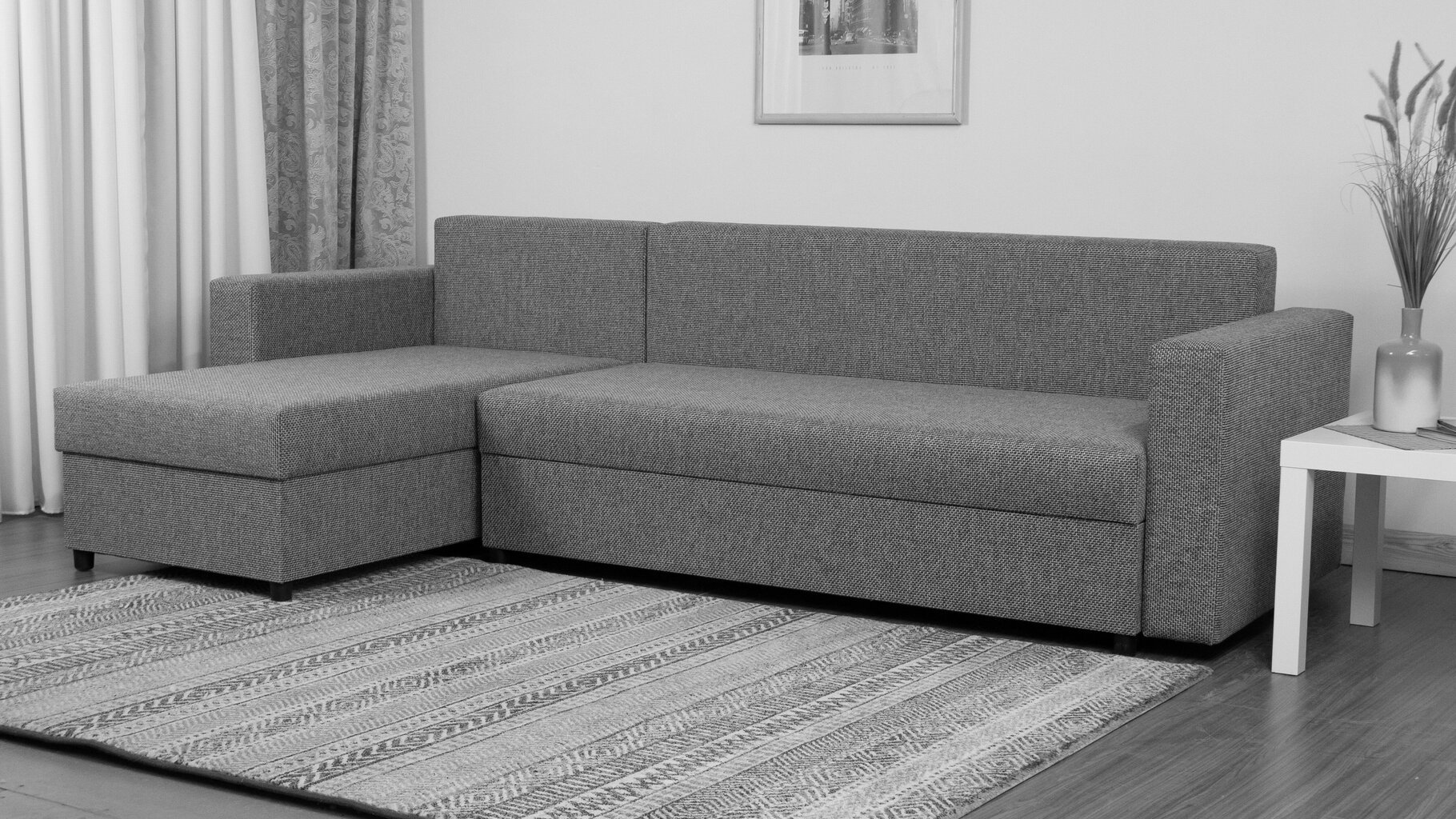Kampinė sofa-lova Lugan Plus, kombinuotos pilkos spalvos kaina ir informacija | Minkšti kampai | pigu.lt