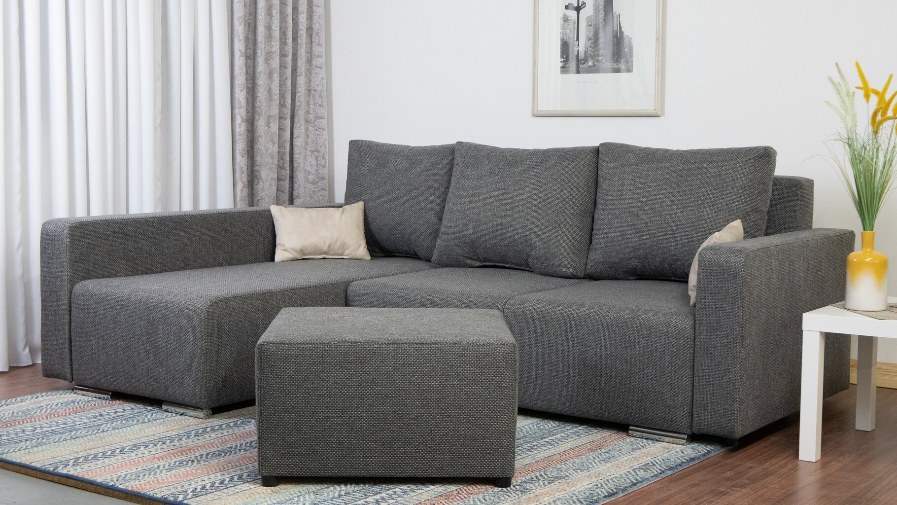 Kampinė sofa - lova Megan, klasikinė pilka spalva цена и информация | Minkšti kampai | pigu.lt