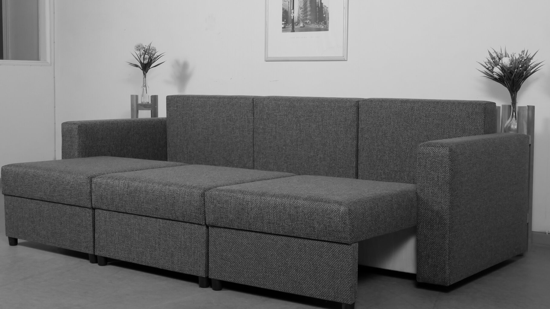 Transformeris Modul 2400: modulinė sofa - lova - kampinė sofa, mėlyna kombinuota spalva kaina ir informacija | Sofos | pigu.lt