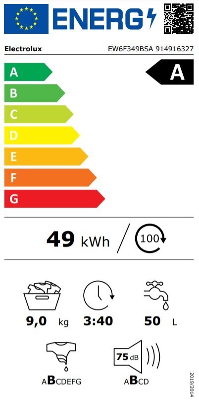 Electrolux EW6F349BSA kaina ir informacija | Skalbimo mašinos | pigu.lt