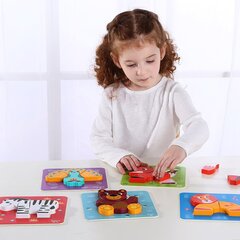 Medinių dėlionių rinkinys - Tooky Toy, 34 elementai kaina ir informacija | Žaislai kūdikiams | pigu.lt