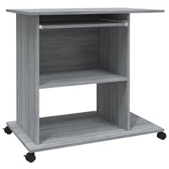 Kompiuterio stalas, pilkos ąžuolo spalvos, 80x50x75cm, mediena kaina ir informacija | Kompiuteriniai, rašomieji stalai | pigu.lt