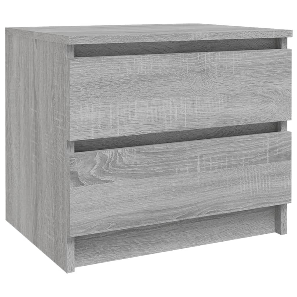 Naktinė spintelė, pilka ąžuolo, 50x39x43,5cm, apdirbta mediena kaina ir informacija | Spintelės prie lovos | pigu.lt