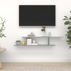 Sieninė TV lentyna, pilka ąžuolo, 125x18x23cm, apdirbta mediena цена и информация | Полки | pigu.lt