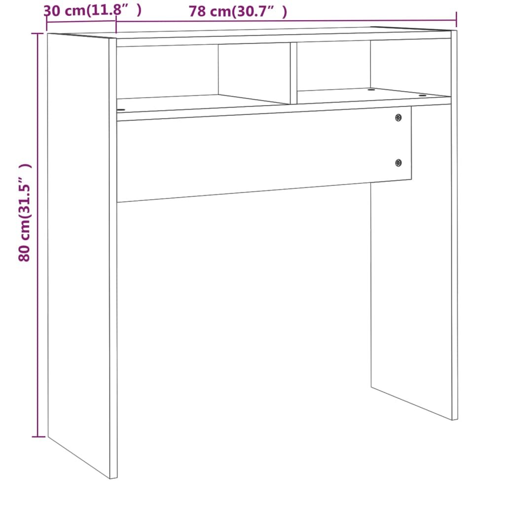 Konsolinis staliukas, dūminio ąžuolo, 78x30x80cm, mediena kaina ir informacija | Kavos staliukai | pigu.lt