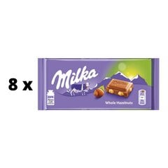 Šokoladas Milka Whole Hazelnut, 100g x 8 vnt. kaina ir informacija | Saldumynai | pigu.lt