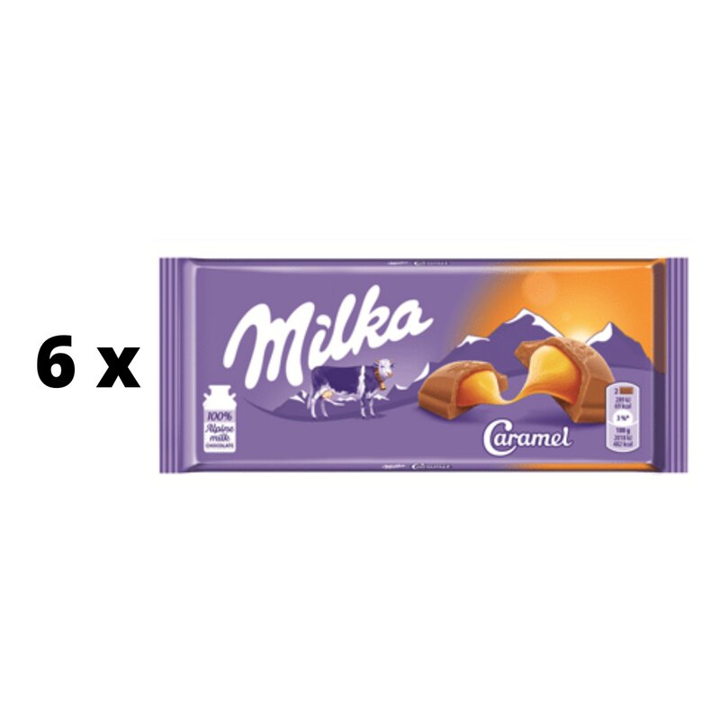 Šokoladas Milka su karameliniu įdaru, 100 g x 6 vnt. kaina ir informacija | Saldumynai | pigu.lt