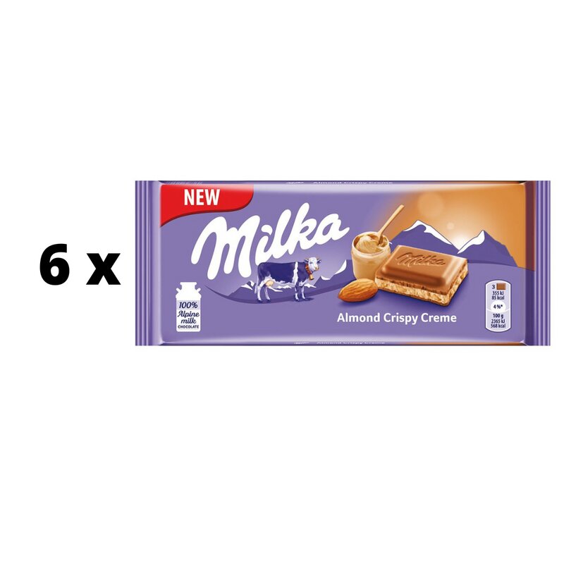 Šokoladas Milka Almond, 90 g x 6 vnt. kaina ir informacija | Saldumynai | pigu.lt