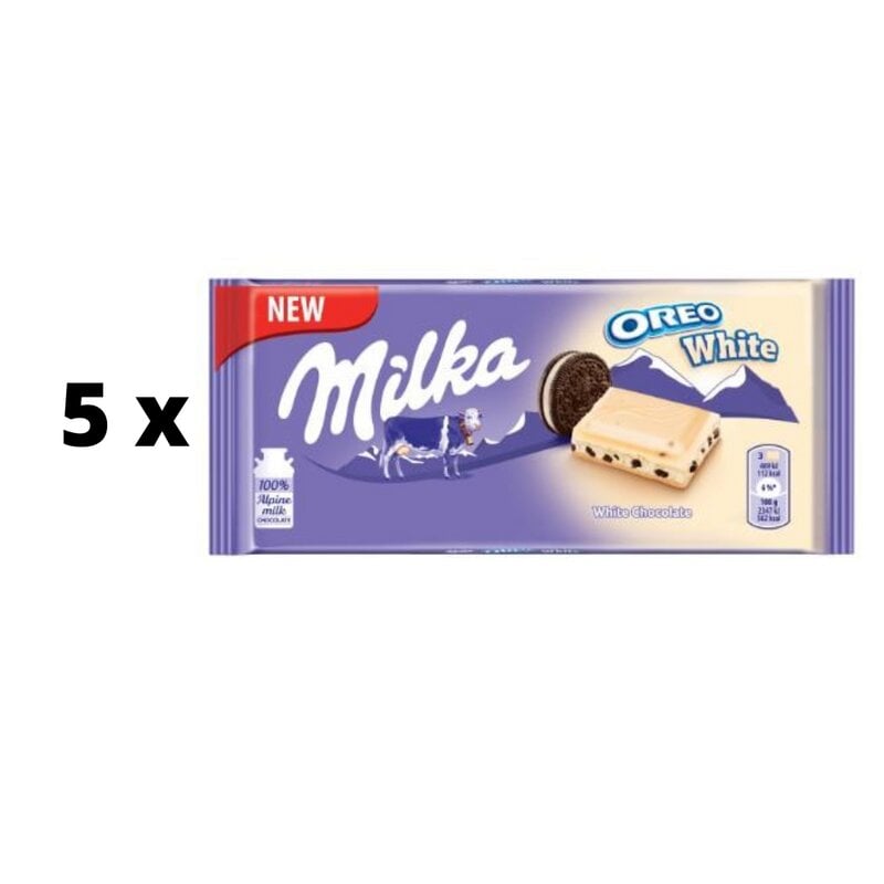 Šokoladas Milka Oreo White, 100g x 5 vnt. kaina ir informacija | Saldumynai | pigu.lt