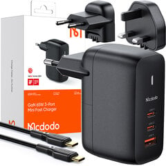 Universalus telefono, nešiojamojo kompiuterio įkroviklis "Mcdodo GaN 3.0 Fast Charging", USB-C, PD, USB-A, 65 W, CH-8442 kaina ir informacija | Krovikliai telefonams | pigu.lt