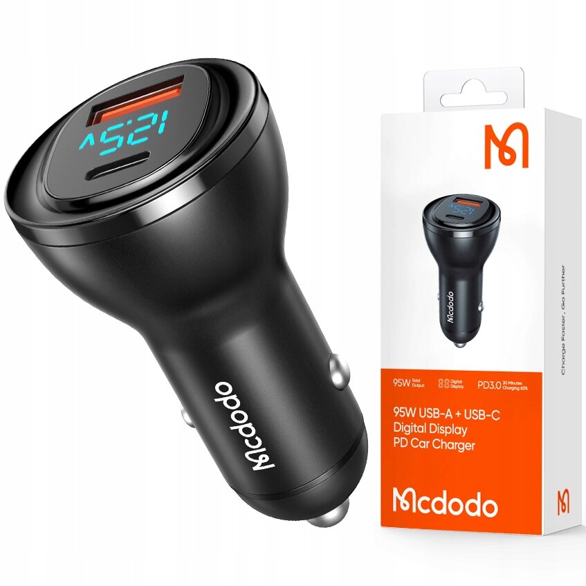 "Mcdodo" automobilinis įkroviklis, USB / USB-C, PD 95W LCD CC-5670 kaina ir informacija | Automobilių 12V el. priedai | pigu.lt