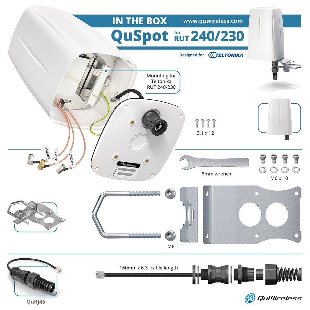 QuWireless QuSpot A240S kaina ir informacija | TV antenos ir jų priedai | pigu.lt