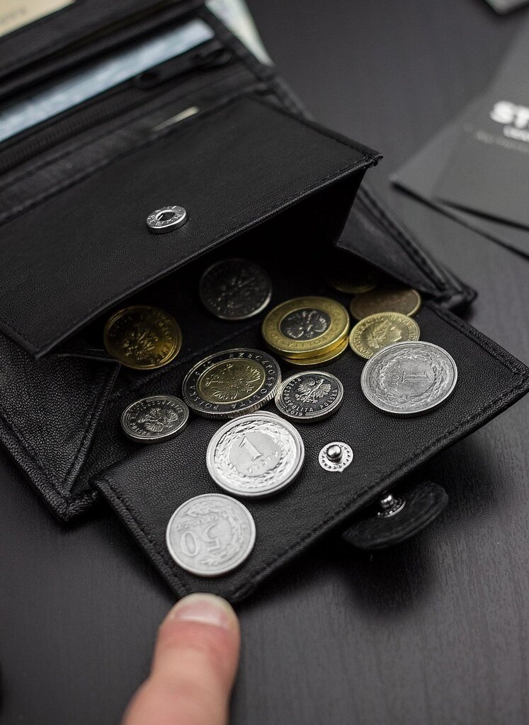 Vyriška odinė piniginė Stevens 326 Carbon, juoda kaina ir informacija | Vyriškos piniginės, kortelių dėklai | pigu.lt