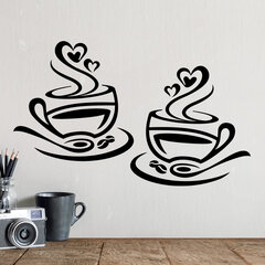2 puodeliai kavos sienos lipdukas virtuvei arba svetainei, vinilo lipdukas kaina ir informacija | Interjero lipdukai | pigu.lt