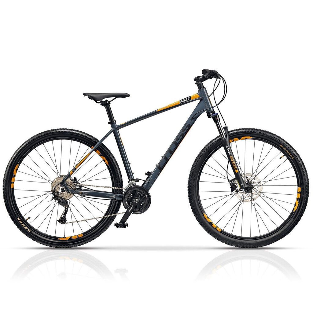Kalnų dviratis Cross Fusion 9 27G, 29", pilkas/geltonas kaina ir informacija | Dviračiai | pigu.lt
