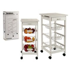 Bigbuy Home daržovių vežimėlis, baltas/sidabrinis kaina ir informacija | Virtuvės įrankiai | pigu.lt