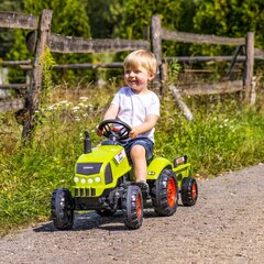 Pedalais minamas traktorius su priekaba - Claas Falk, žalias kaina ir informacija | Falk Vaikams ir kūdikiams | pigu.lt