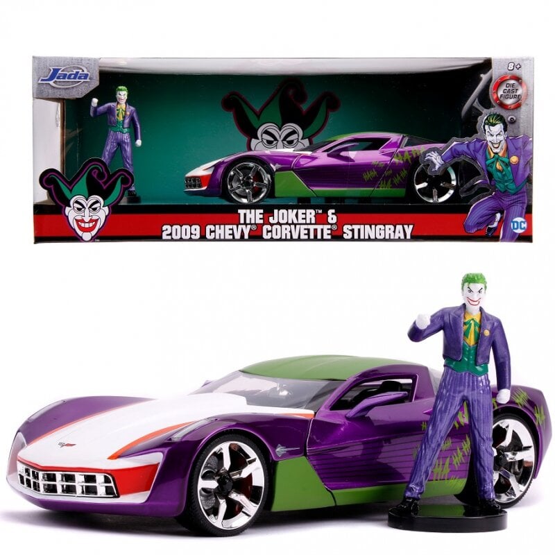 Džokerio figūrėlė su automobiliu, DC comics, 1:24 kaina ir informacija | Žaislai berniukams | pigu.lt