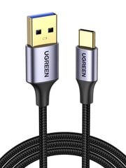 Ugreen US187 USB3.0 A/M to USB-C/M 2M Cable with Dark Gray Aluminum Sheath Black цена и информация | Кабели для телефонов | pigu.lt