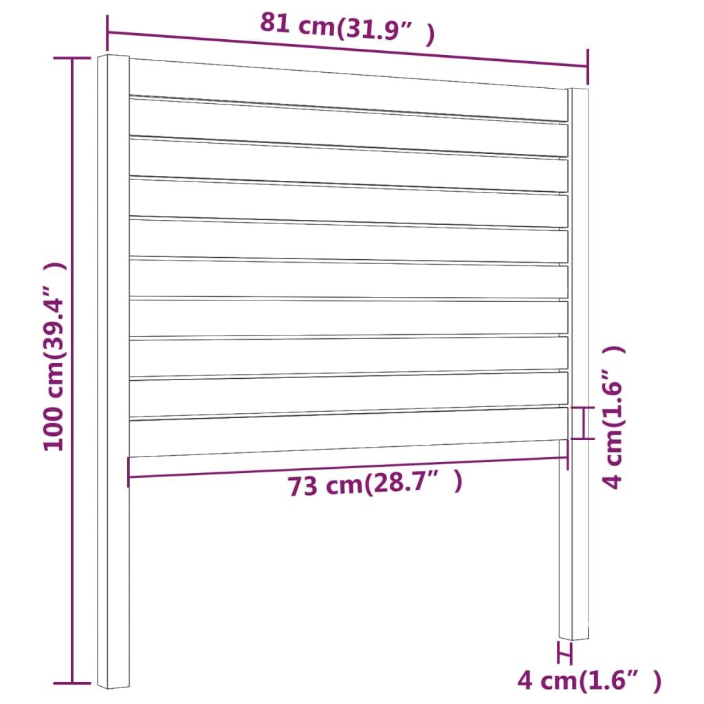 Lovos galvūgalis, baltas, 81x4x100cm, pušies medienos masyvas kaina ir informacija | Lovos | pigu.lt