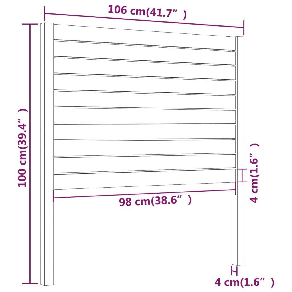 Lovos galvūgalis, medaus rudas, 106x4x100cm, pušies masyvas kaina ir informacija | Lovos | pigu.lt