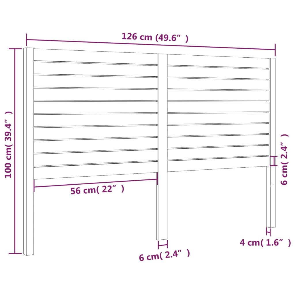 Lovos galvūgalis, 126x4x100cm, pušies medienos masyvas kaina ir informacija | Lovos | pigu.lt