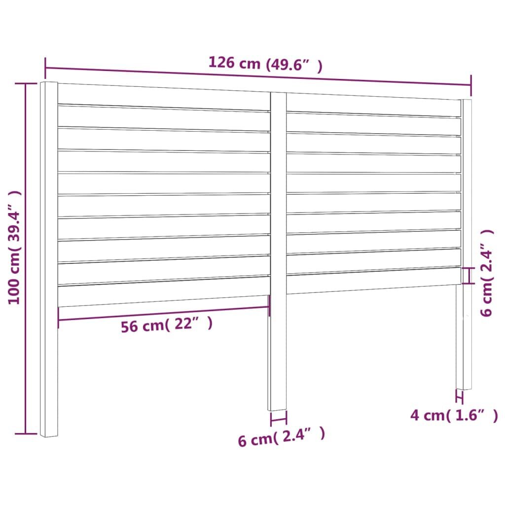 Lovos galvūgalis, juodas, 126x4x100cm, pušies medienos masyvas kaina ir informacija | Lovos | pigu.lt