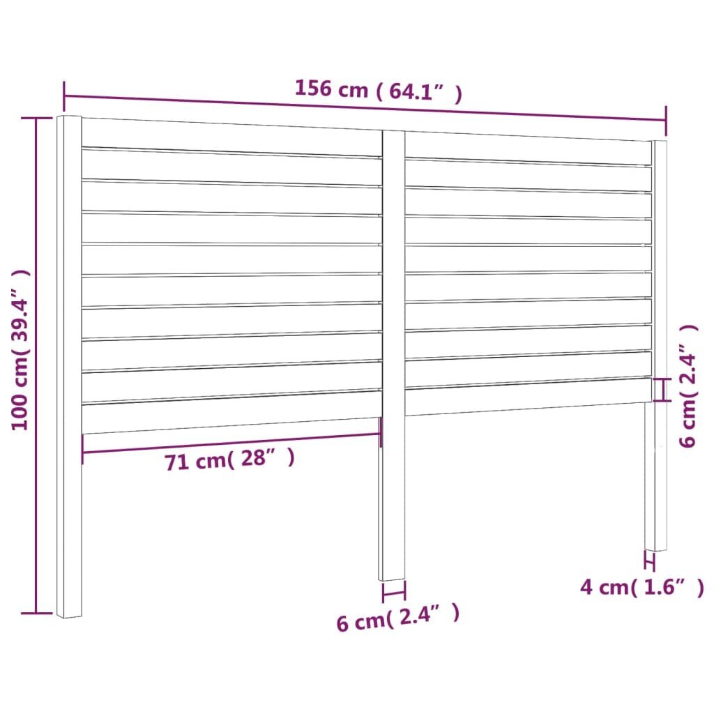 Lovos galvūgalis, baltas, 156x4x100cm, pušies medienos masyvas kaina ir informacija | Lovos | pigu.lt