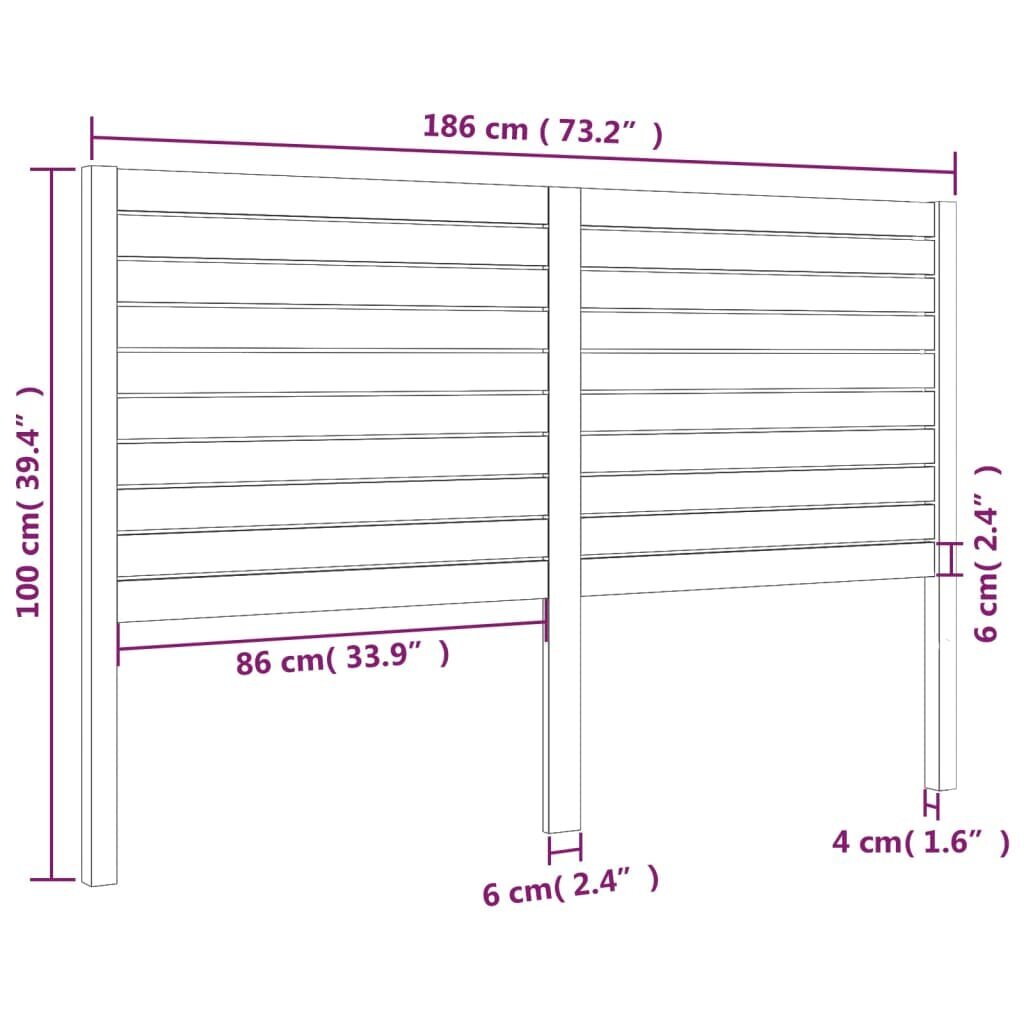 Lovos galvūgalis, baltas, 186x4x100cm, pušies medienos masyvas kaina ir informacija | Lovos | pigu.lt