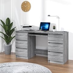 Rašomasis stalas, pilkas ąžuolo, 140x50x77cm, apdirbta mediena kaina ir informacija | Kompiuteriniai, rašomieji stalai | pigu.lt