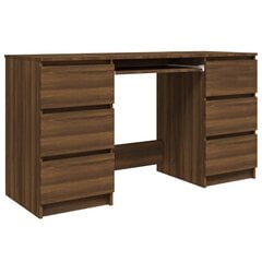 Rašomasis stalas, rudas ąžuolo, 140x50x77cm, apdirbta mediena kaina ir informacija | Kompiuteriniai, rašomieji stalai | pigu.lt