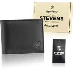 Мужской кошелек из натуральной кожи Stevens 84, черный цена и информация | Мужские кошельки | pigu.lt