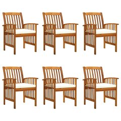 Sodo valgomojo kėdės su pagalvėlėmis, 6vnt., akacijos masyvas kaina ir informacija | Lauko kėdės, foteliai, pufai | pigu.lt