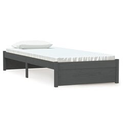 Каркас кровати, серый, 75x190см, массив дерева, односпальный цена и информация | Кровати | pigu.lt