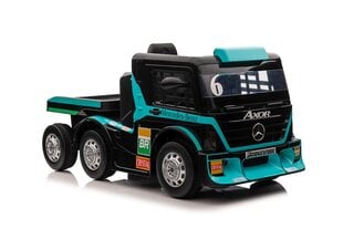 Vienvietis elektromobilis su priekaba Mercedes-Benz Axor XMX622, mėlynas kaina ir informacija | Elektromobiliai vaikams | pigu.lt